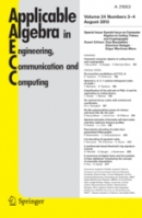 Applicable Algebra in Engineering, Communication and Computing